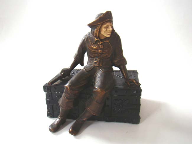Pirate sitting on a treasure chest by J B Hirsch circa 1925